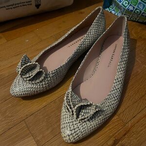 Loeffler Randall Snakeskin print Ballet Flats small wedge heel neutral 9B